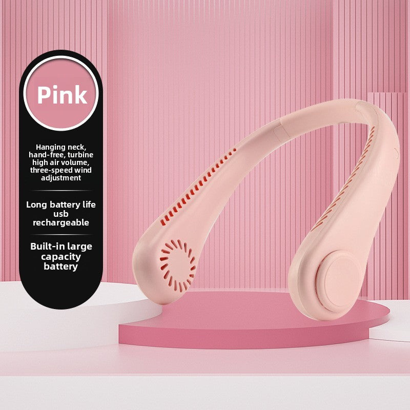 Neck-Hanging USB Rechargeable Bladeless Portable Fan