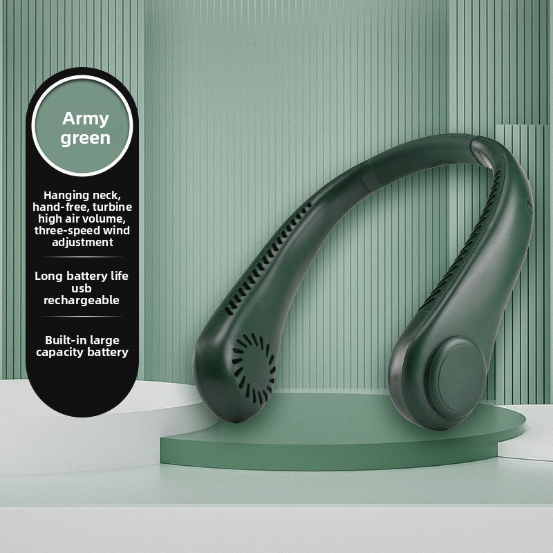 Neck-Hanging USB Rechargeable Bladeless Portable Fan